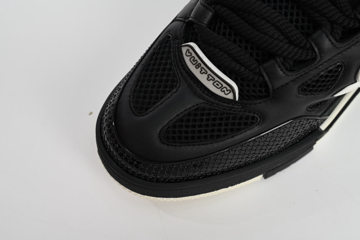 Louis Vuitton Leather lace up Fashionable Board Shoes Black 51BCOLRB