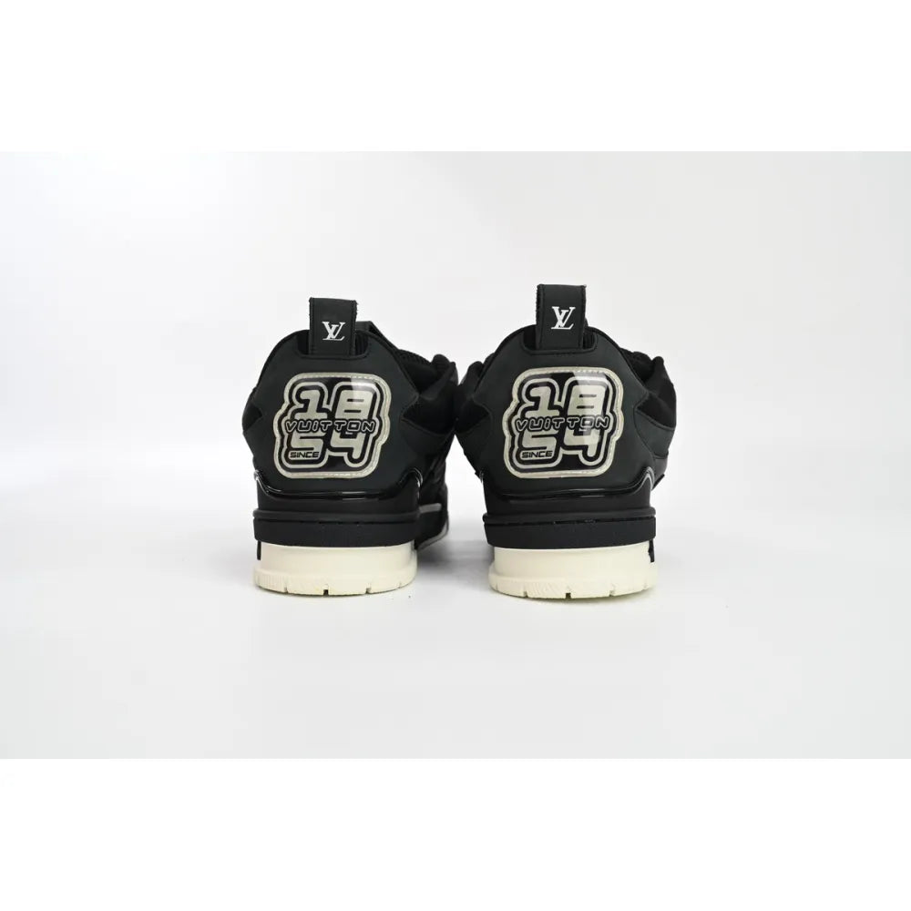 Louis Vuitton Leather lace up Fashionable Board Shoes Black 51BCOLRB